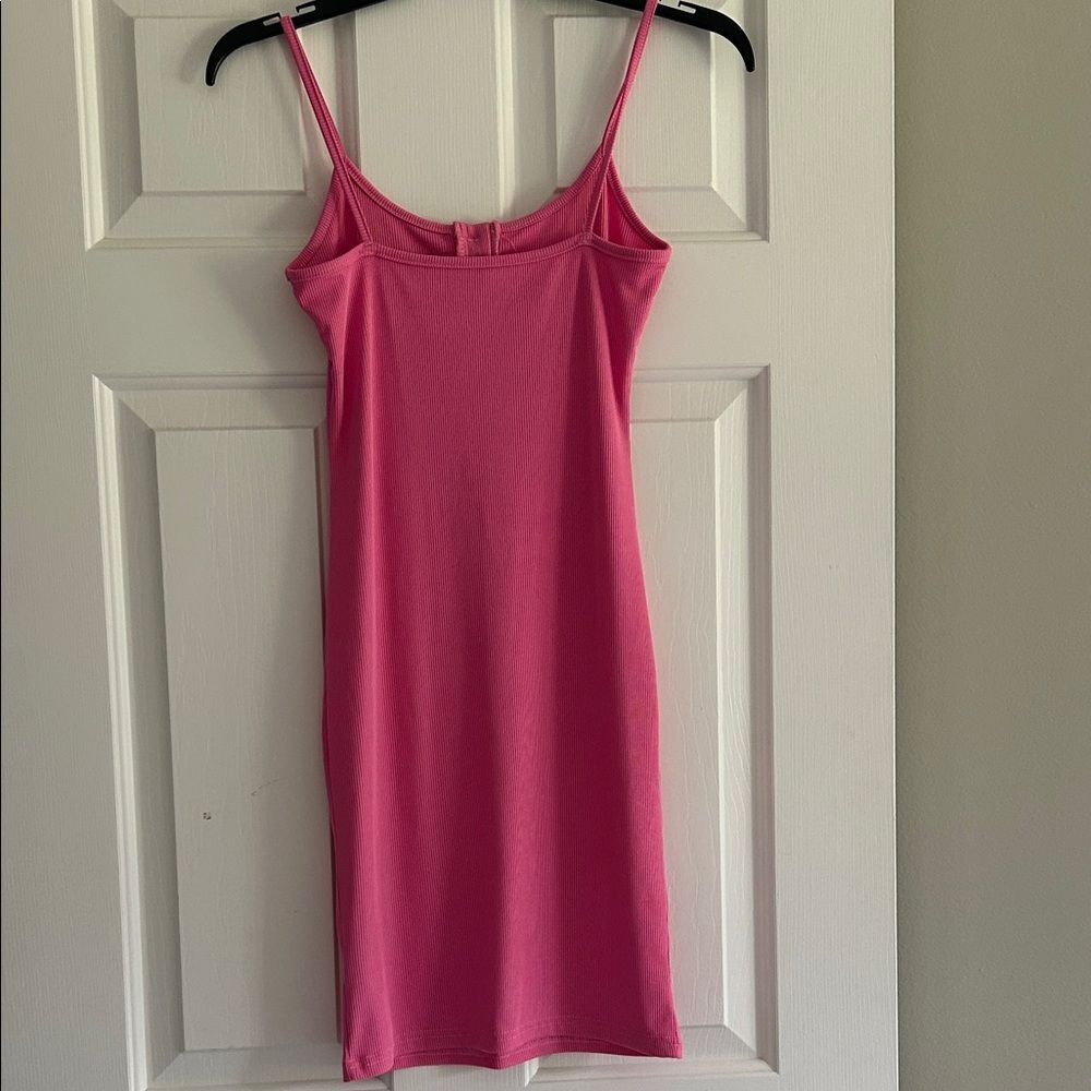 Pink Ribbed Midi Dress with Spaghetti Straps Size Small - Picture 2 of 2